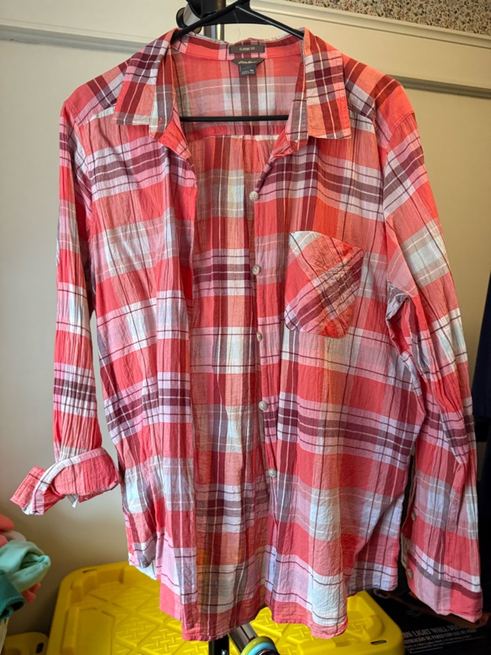 Eddie Bauer Red Plaid Classic Fit Women's Shirt